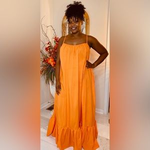 Orange boho maxi sundress- Multiple sizes available (S, M, L)